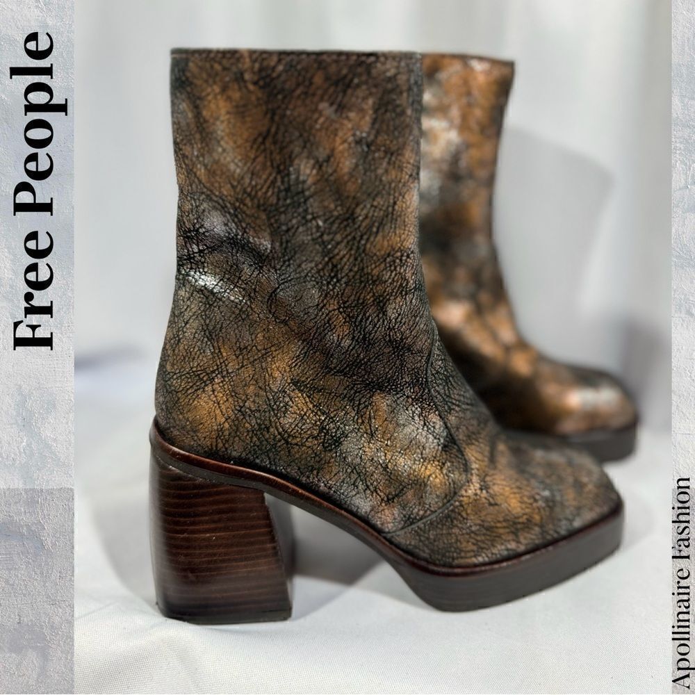 FREE PEOPLE RUBY PLATFORM BOOTS IN METALLIC MEDLEY NWT SIZE 6